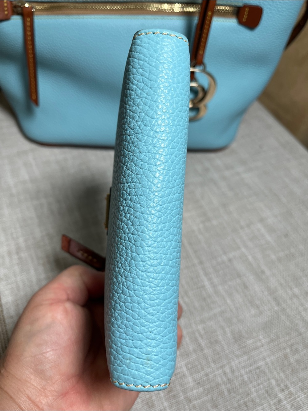 Dooney & Bourke Caribbean Blue Leather Tote with Medium Zip Wallet - Picture 8 of 11